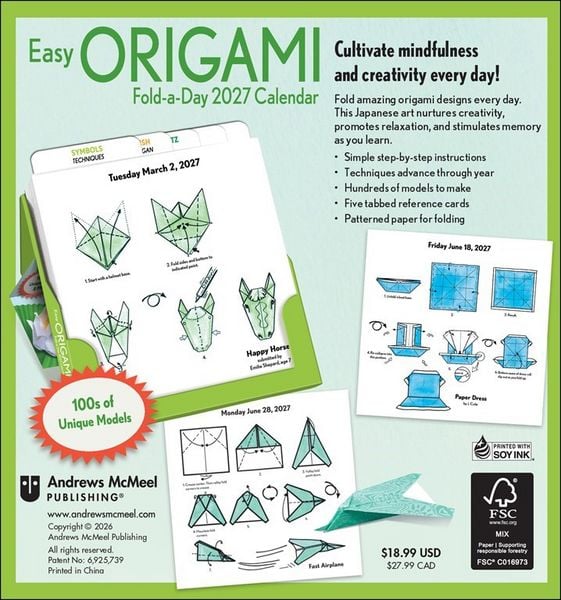 Produktbild: Easy Origami Fold-a-Day &ndash; Origami-Faltvorlage f&uuml;r jeden Tag 2027