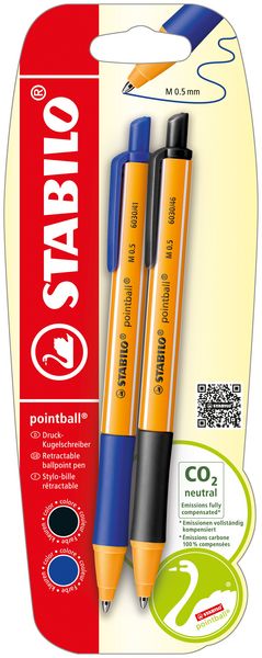 Produktbild: STABILO Druck-Kugelschreiber, blau + schwarz, 2er Set
