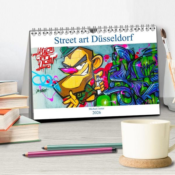 Produktbild: Street art D&uuml;sseldorf Michael Jaster (Tischkalender 2026 DIN A5 quer), CALVENDO Monatskalender