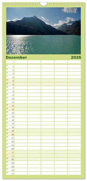 Produktbild: Familienplaner 2026 - Bergwelt in &Ouml;sterreich mit 5 Spalten (Wandkalender, 21 x 45 cm) CALVENDO