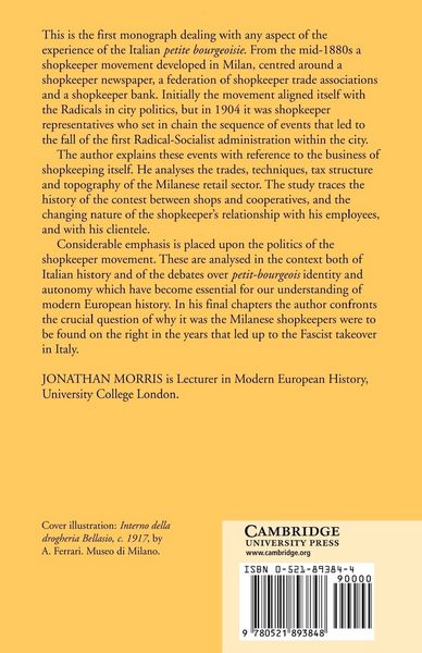 Produktbild: The Political Economy of Shopkeeping in Milan, 1886 1922