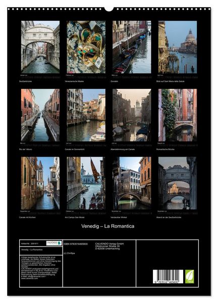 Produktbild: Venedig &ndash; La Romantica (hochwertiger Premium Wandkalender 2026 DIN A2 hoch), Kunstdruck in Hochglanz