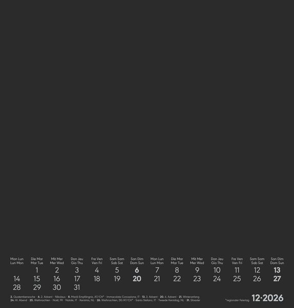 Produktbild: Kreativ-Kalender schwarz 2026 - 21x22 cm - Foto, Malen, Basteln - datiert - Kreativkalender - Foto-Kalender - Alpha Edition