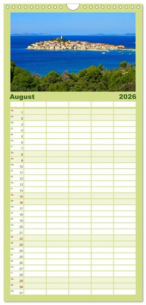 Produktbild: Familienplaner 2026 - Kroatien - Traumhafte Landschaften und faszinierende St&auml;dte mit 5 Spalten (Wandkalender, 21 x 45 cm) CALVENDO
