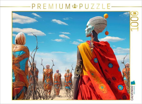 CALVENDO Puzzle Surrealismus trifft Massai-Kultur | 1000 Teile Lege-Größe 64x48cm Foto-Puzzle für glückliche Stunden