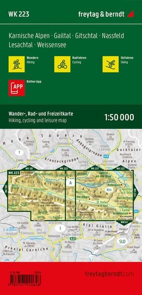 Produktbild: Freytag & berndt Wanderkarte WK 223 Karnische Alpen, Gailtal - Gitschtal - Nassfeld - Lesachtal - Weissensee 1:50.000
