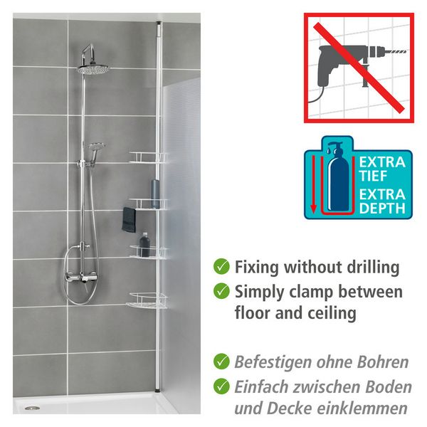 Produktbild: Teleskop-Eckregal Mod. Dolcedo Wei&szlig; matt, aus rostfreiem Edelstahl