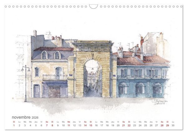Produktbild: BORDEAUX, promenade dessin&eacute;e (Calendrier mural 2026 DIN A3 vertical), CALVENDO calendrier mensuel