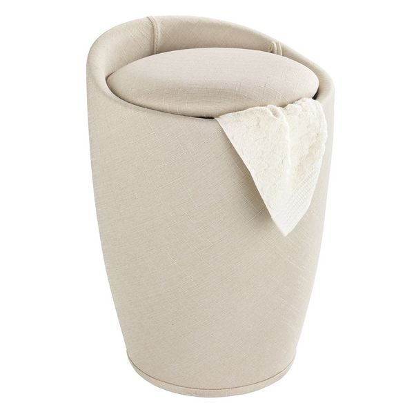 Produktbild: Hocker Mod. Candy Beige Leinenoptik, mit W&auml;schesack, mit abnehmbarem W&auml;schesammler