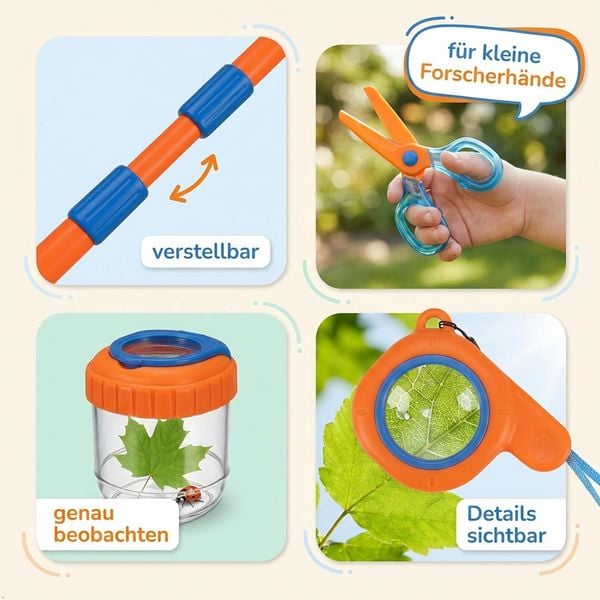 Produktbild: Bresser 11040 - DieMaus Outdoor-Set mit Terrarium, Kescher, Lupe, Lupendose, Sammelwerkzeug, Aufkleber