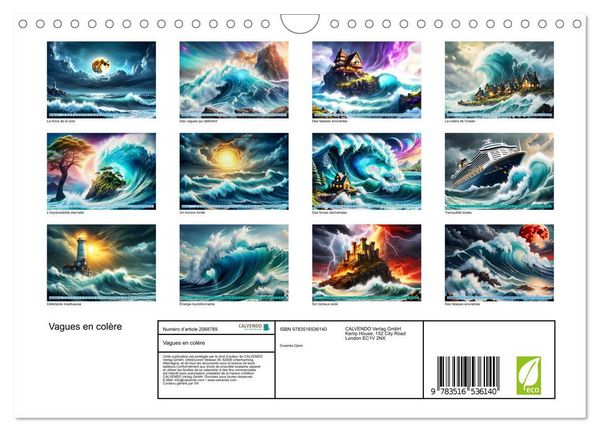 Produktbild: Vagues en col&egrave;re (Calendrier mural 2026 DIN A4 vertical), CALVENDO calendrier mensuel