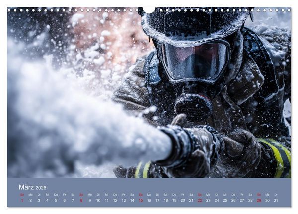 Produktbild: Feuer und Flamme - Feuerwehrkalender (Wandkalender 2026 DIN A3 quer), CALVENDO Monatskalender