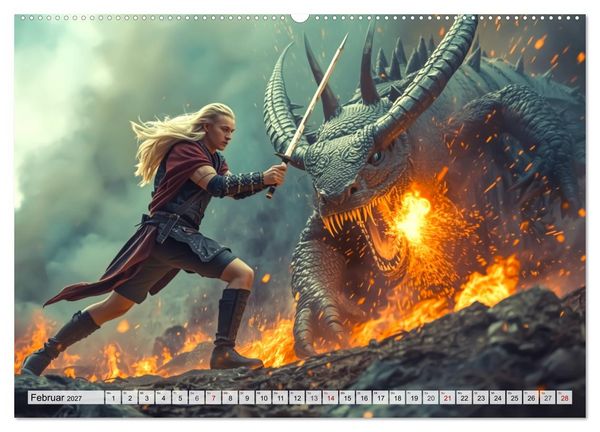 Produktbild: Germanische Mythen &ndash; Die Nibelungensage (hochwertiger Premium Wandkalender 2027 DIN A2 quer), Kunstdruck in Hochglanz