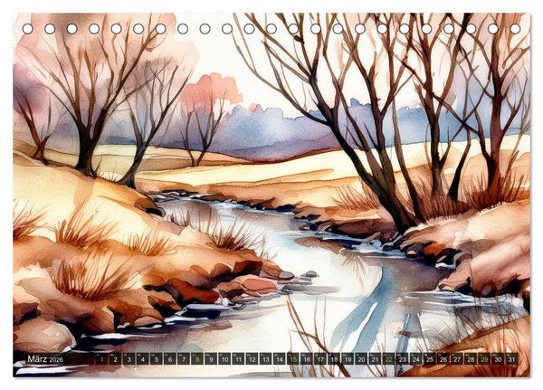 Produktbild: Die Natur in Aquarellbildern (Tischkalender 2026 DIN A5 quer), CALVENDO Monatskalender