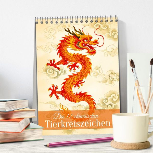 Produktbild: Die 12 chinesischen Tierkreiszeichen (Tischkalender 2026 DIN A5 hoch), CALVENDO Monatskalender