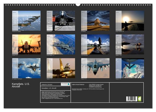 Produktbild: Kampfjets. U.S. Aircraft (Wandkalender 2026 DIN A2 quer), CALVENDO Monatskalender