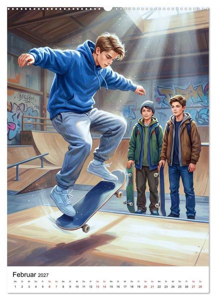 Produktbild: Level Up - Skate Vibes (Wandkalender 2027 DIN A2 hoch), CALVENDO Monatskalender