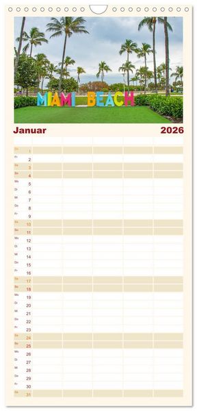 Produktbild: Familienplaner 2026 - Miami - pulsierende Metropole mit 5 Spalten (Wandkalender, 21 x 45 cm) CALVENDO