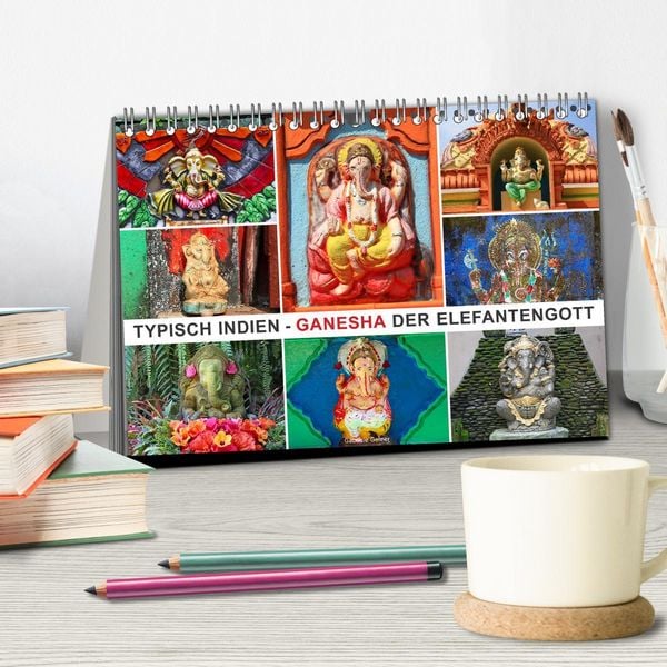 Produktbild: Typisch Indien - Ganesha der Elefantengott (Tischkalender 2026 DIN A5 quer), CALVENDO Monatskalender