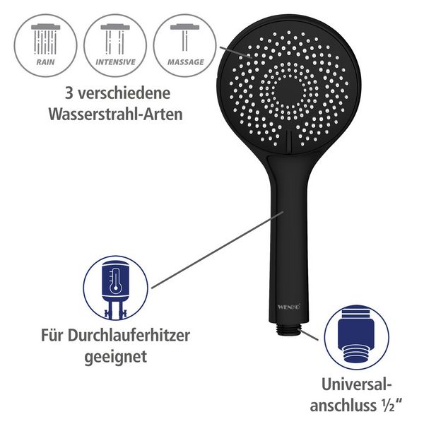 Produktbild: Duschsystem Watersaving Schwarz, bis zu 40 % Wasserersparnis