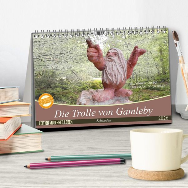 Produktbild: Die Trolle von Gamleby - Schweden - Skulpturen von Jan Pol (Tischkalender 2026 DIN A5 quer), CALVENDO Monatskalender