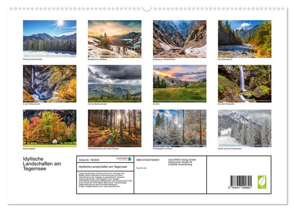 Produktbild: Idyllische Landschaften am Tegernsee (hochwertiger Premium Wandkalender 2026 DIN A2 quer), Kunstdruck in Hochglanz