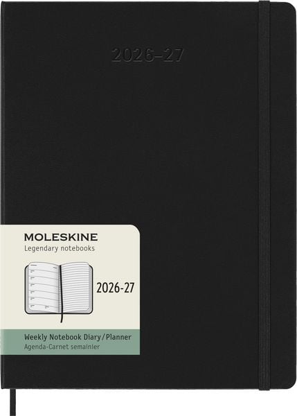 Produktbild: Moleskine 18 Monate Wochen Notizkalender 2026/2027, XL, 1 Wo = 1 Seite, Rechts linierte Seite, Fester Einband, Schwarz