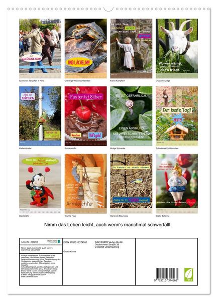 Produktbild: Nimm das Leben leicht, auch wenn's manchmal schwerf&auml;llt (hochwertiger Premium Wandkalender 2026 DIN A2 hoch), Kunstdruck in Hochglanz