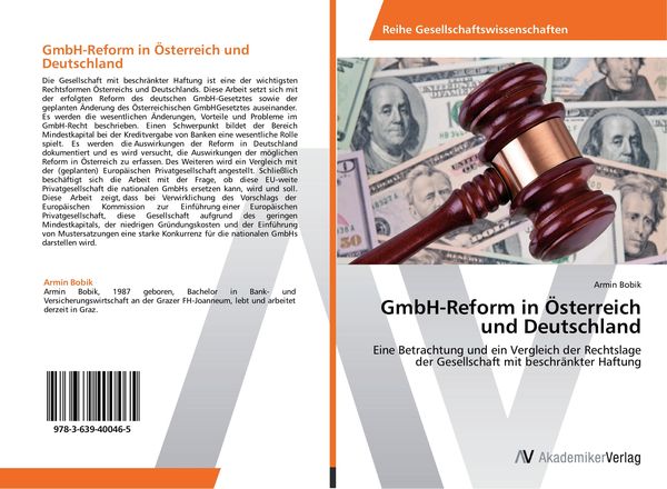 GmbH-Reform in Österreich und Deutschland, Taschenbuch von Armin Bobik, AV Akademikerverlag, 9783639400465