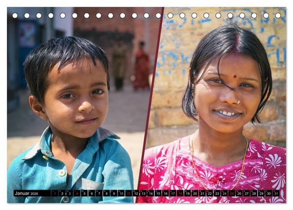 Produktbild: INDIEN Menschen Farben Impressionen (Tischkalender 2026 DIN A5 quer), CALVENDO Monatskalender