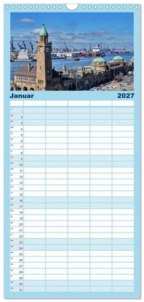 Produktbild: Familienplaner 2027 - Freie Hansestadt Hamburg mit 5 Spalten (Wandkalender, 21 x 45 cm) CALVENDO