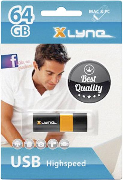 Produktbild: Xlyne Wave USB-Stick 64 GB Schwarz, Orange 7164000 USB-A (USB 2.0)