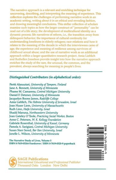 Produktbild: The Narrative Study of Lives