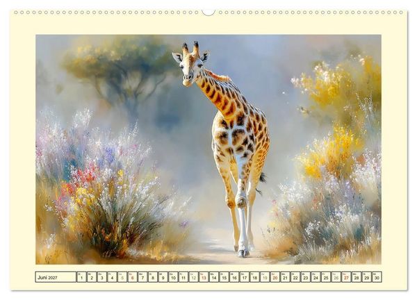 Produktbild: Giraffen. Anmut in weiter Landschaft (Wandkalender 2027 DIN A2 quer), CALVENDO Monatskalender