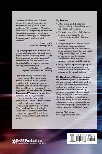 Produktbild: Handbook of Children, Culture, and Violence