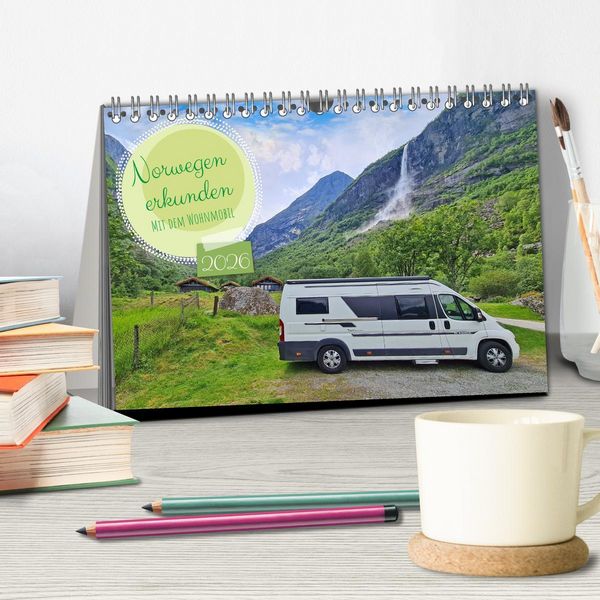 Produktbild: Norwegen erkunden mit dem Wohnmobil (Tischkalender 2026 DIN A5 quer), CALVENDO Monatskalender