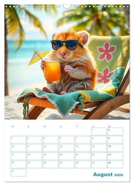 Produktbild: Holiday Hamster - Urlaubsfeeling pur mit sonnigen KI Hamstern (Wandkalender 2026 DIN A3 hoch), CALVENDO Monatskalender