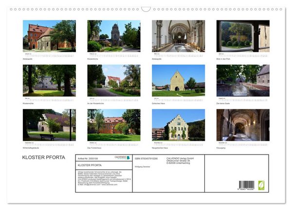 Produktbild: KLOSTER PFORTA (Wandkalender 2026 DIN A2 quer), CALVENDO Monatskalender