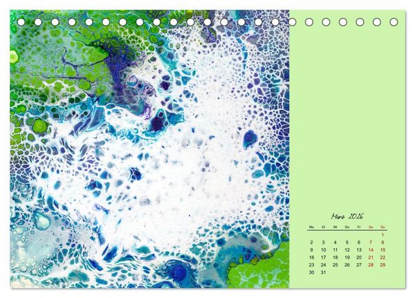 Produktbild: Farbfantasien - Pouring (Tischkalender 2026 DIN A5 quer), CALVENDO Monatskalender