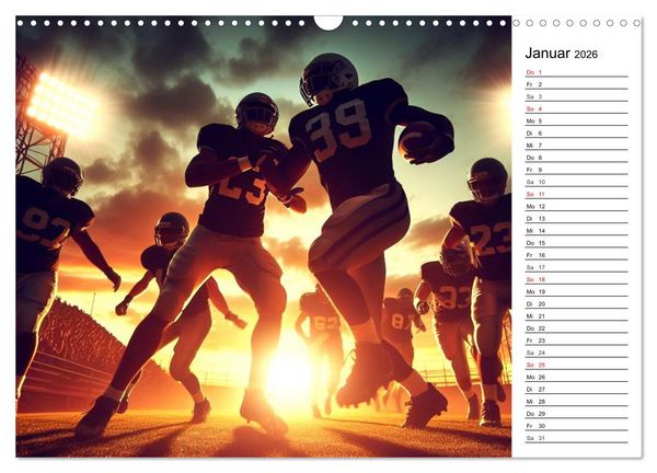 Produktbild: American Football - Durch KI-Technologie zum Leben erweckte Momente (Wandkalender 2026 DIN A3 quer), CALVENDO Monatskalender