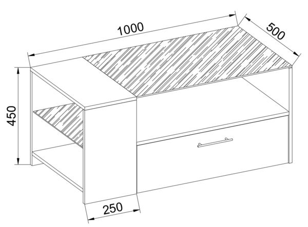 Produktbild: Holz Sofatisch Couchtisch Schublade Glas Tindala
