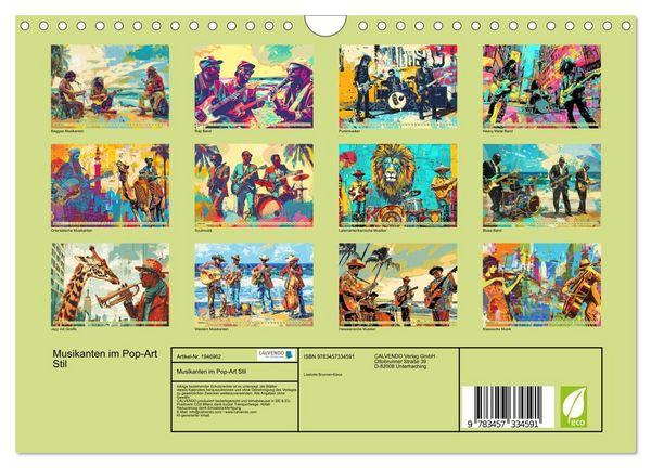 Produktbild: Musikanten im Pop-Art Stil (Wandkalender 2026 DIN A4 quer), CALVENDO Monatskalender