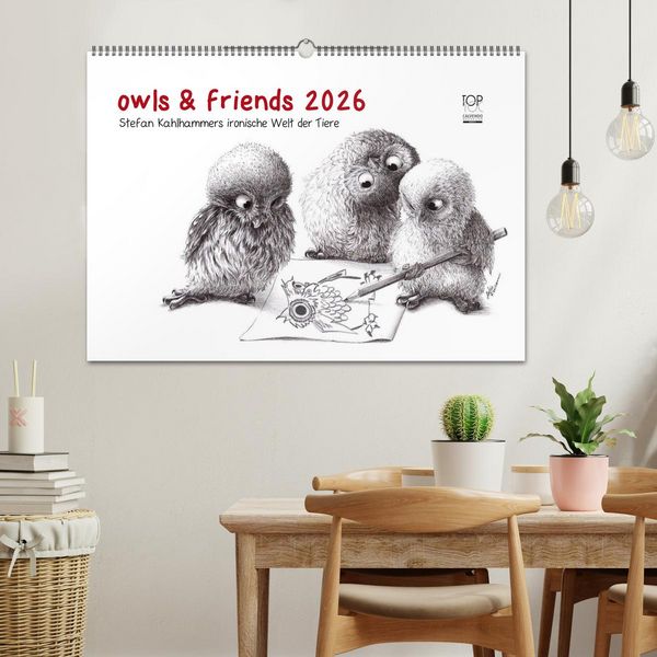 Produktbild: owls & friends 2026 (Wandkalender 2026 DIN A2 quer), CALVENDO Monatskalender