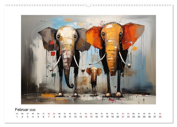 Produktbild: Elefantastisch (hochwertiger Premium Wandkalender 2026 DIN A2 quer), Kunstdruck in Hochglanz