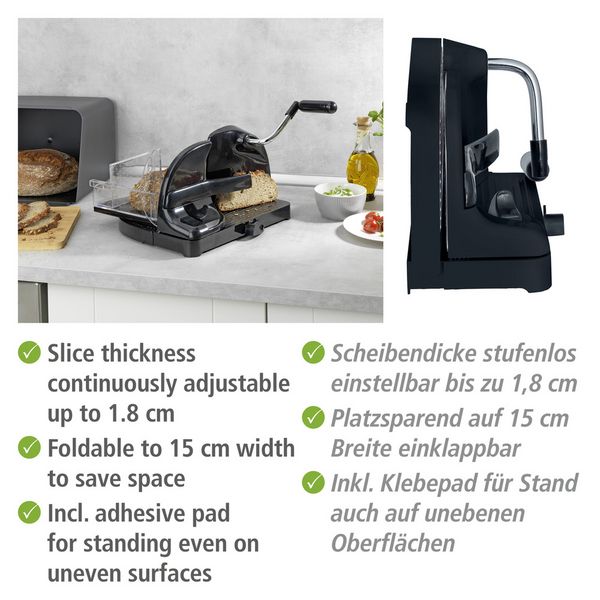 Produktbild: Brotschneidemaschine Schwarz, inkl. Restehalter