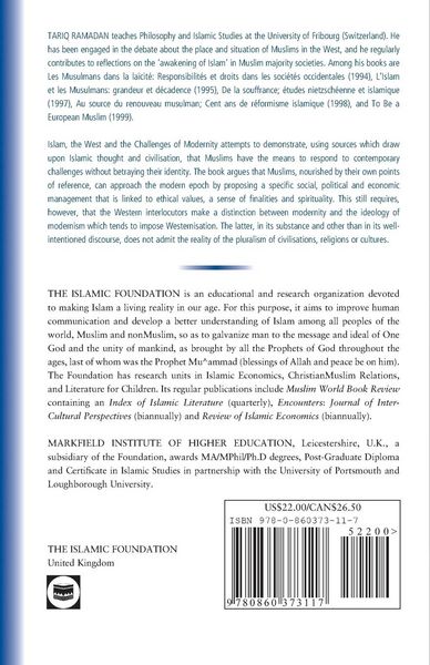 Produktbild: Islam, the West and the Challenges of Modernity