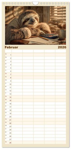 Produktbild: Familienplaner 2026 - Die Chaos GmbH - Tierisch faule Kollegen mit 5 Spalten (Wandkalender, 21 x 45 cm) CALVENDO