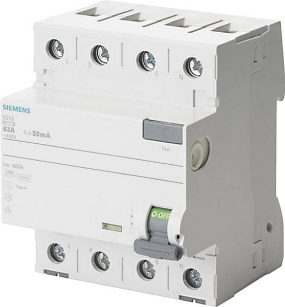 Produktbild: Siemens 5SV33426KL 5SV3342-6KL FI-Schutzschalter A 4polig 25A 0.03A 400V
