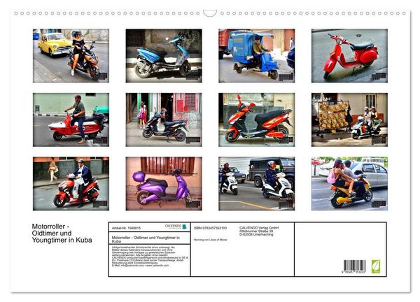 Produktbild: Motorroller - Oldtimer und Youngtimer in Kuba (Wandkalender 2026 DIN A2 quer), CALVENDO Monatskalender
