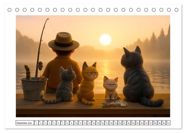 Produktbild: Katzen w&uuml;rden Fische kaufen (Tischkalender 2026 DIN A5 quer), CALVENDO Monatskalender